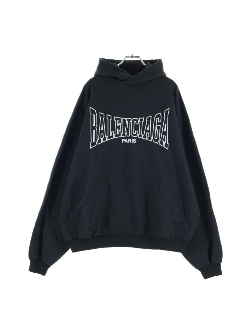Balenciaga Large Fit Hoodie Print Pullover Cotton Black
